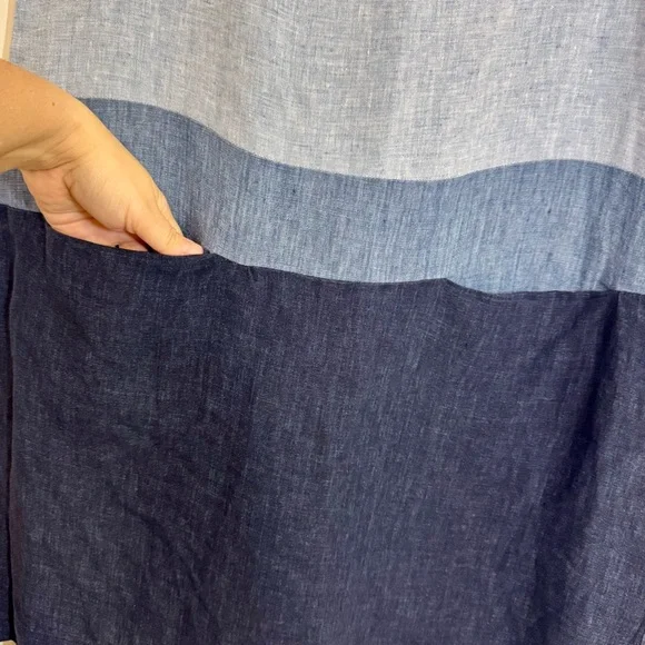 Anthropologie Nuthatch Linen Blue Colorblock Sleeveless Summer Shift Dress Med - Picture 4 of 6